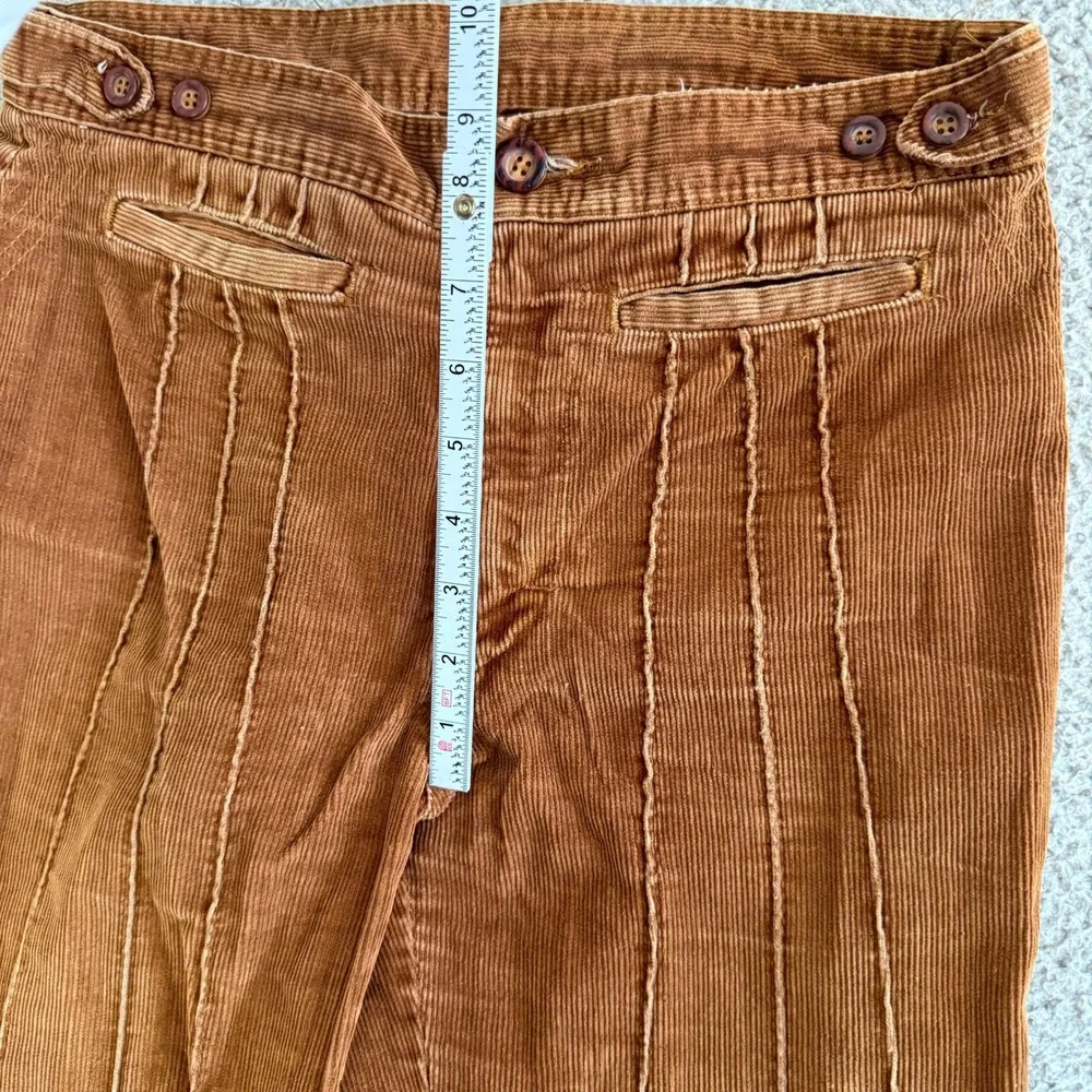 Vintage 70s Corduroy Flared Pants Brown Pleated Front Boho 70s Trousers 30x28
